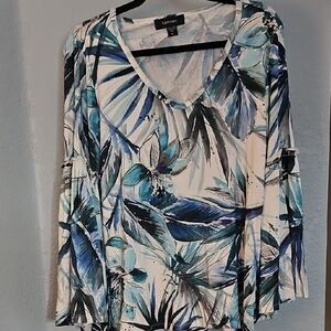 Karen Kane Blue and White Floral Blouse